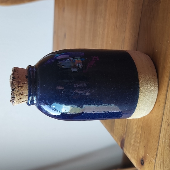 None Accents Glazed Pottery Vacation Stash 5 Jar With Cork Lid New